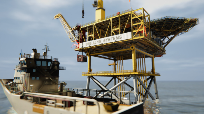Offshore drilling platform labeled 