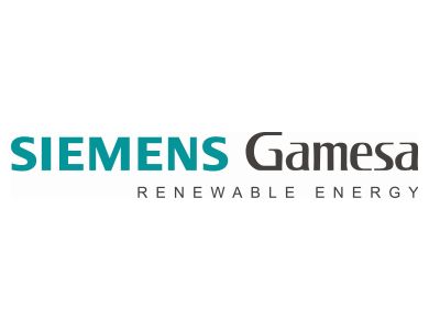 Siemens Gamesa Renewable Energy logo with company name in teal and black text on a white background.